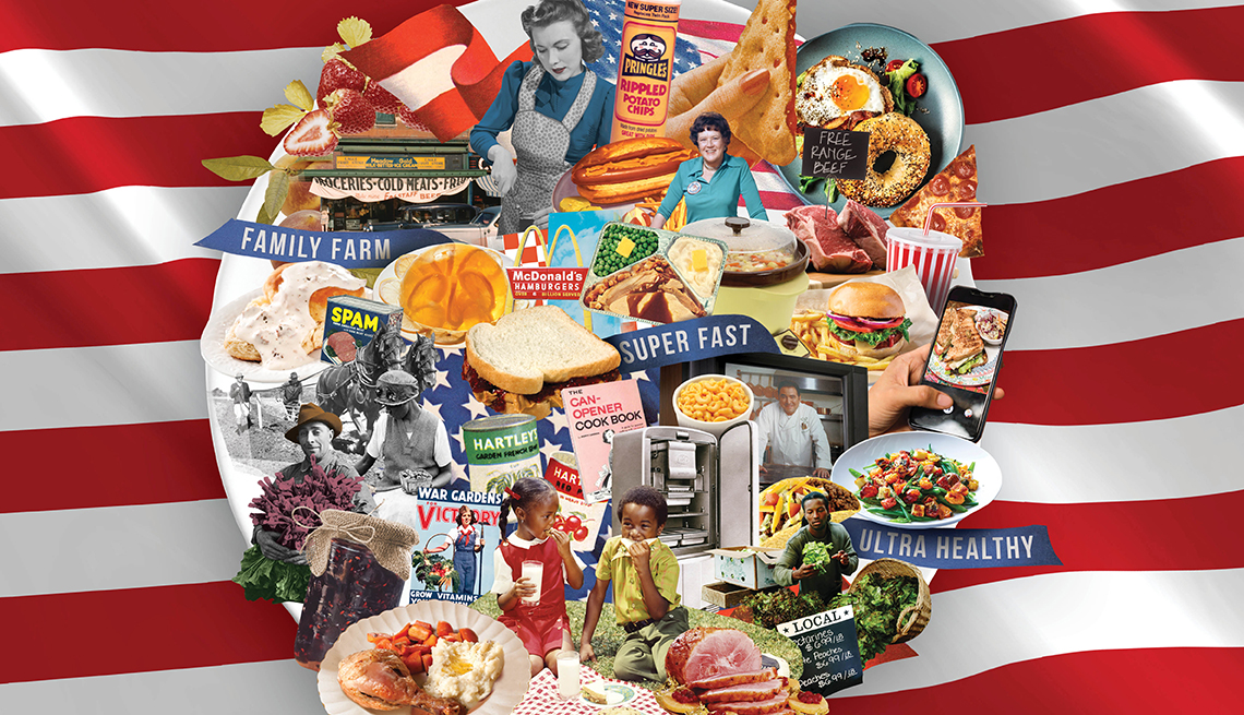 A vibrant collage of diverse American regional cuisines